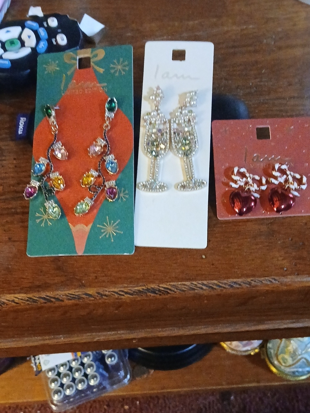 Multicolor Crystal Christmas Drop Earrings - Women Jewelry 3 Pairs